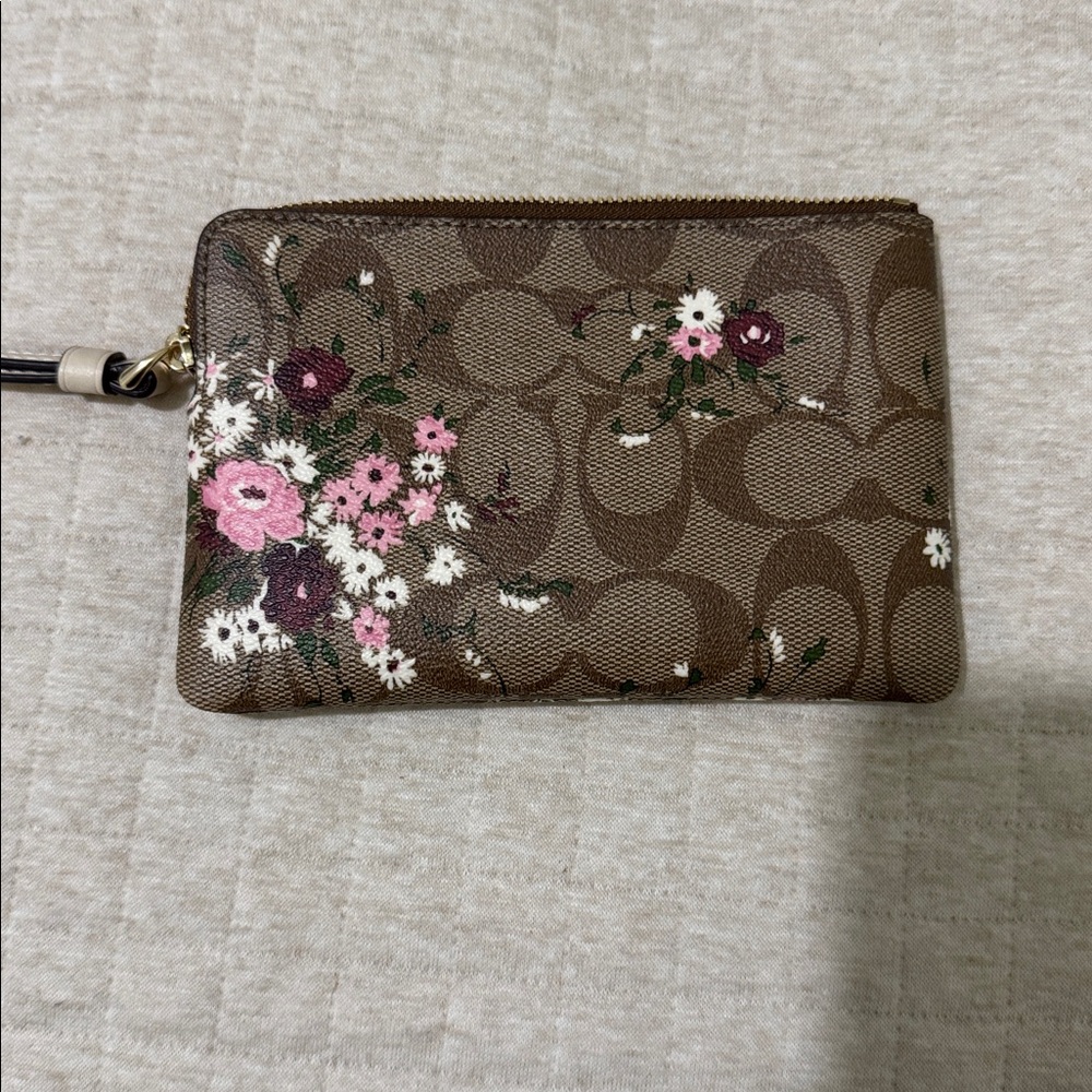 COACH Floral Brown Wristlet